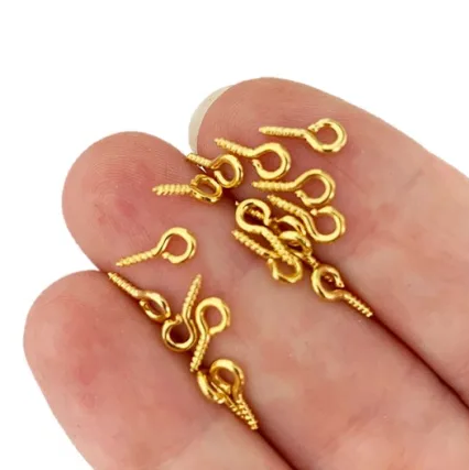 Mini Loop Golden Screw Eye Pins 8mm x 4mm – Pack of 48
