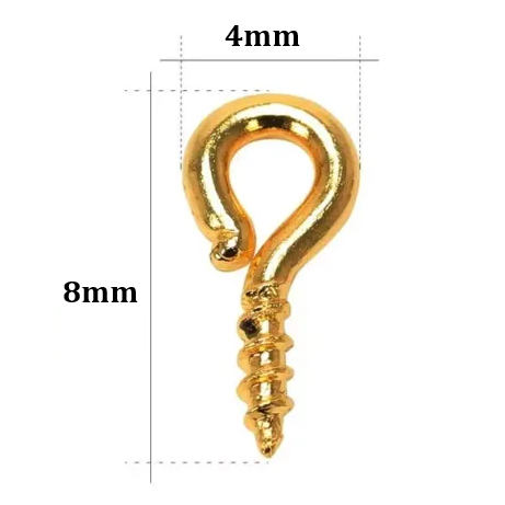 Mini Loop Golden Screw Eye Pins 8mm x 4mm – Pack of 48