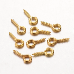 Mini Loop Golden Screw Eye Pins 8mm x 4mm – Pack of 48