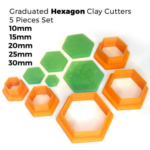 Graduated Hexagon Clay Cutters - 5 Pieces Set Polymer Clay Cutter