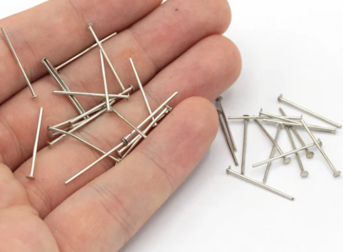 Flathead Hat Pins Silver – 20mm – 10g Pack for Jewelry Making