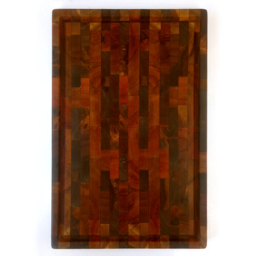 Acacia End Grain Butcher Block Cutting Board with Juice Groove – 17" x 11" x 1.6"