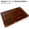 Acacia End Grain Butcher Block Cutting Board with Juice Groove – 17" x 11" x 1.6"