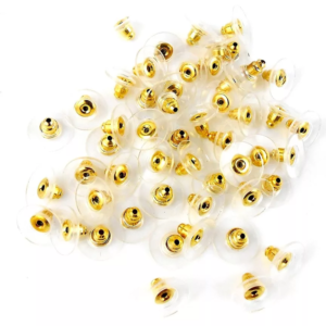 Gold Safety Bullet Shape – Clear Earring Backs – Pack of 24