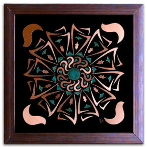 Abstract Geometric - Copper Marquetry 12.5" x 12.5"