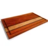 C03-1 Back side of handcrafted edge-grain cutting board featuring oak and walnut accent stripes, polished smooth, made by Hunarmand786