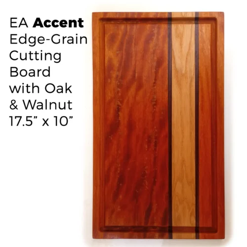 C03-2 Edge-grain cutting board with oak and walnut accent stripes, handcrafted by Hunarmand786. 17.5x10 inches with juice groove.