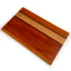 C04-3 Angled view of handcrafted edge-grain cutting board with oak and walnut accent stripes, juice groove.