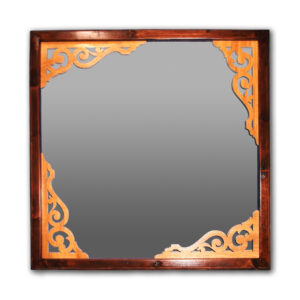 Square Mirror with Wooden Frame