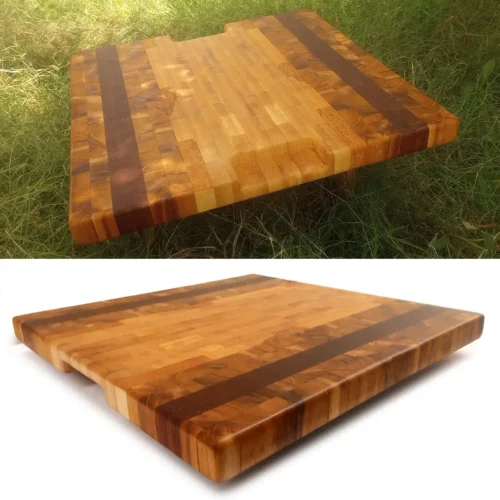 Oak & Mulberry Butcher Block with Mahogany Accent – End-Grain Cutting Board (20" x 20" x 1.5")