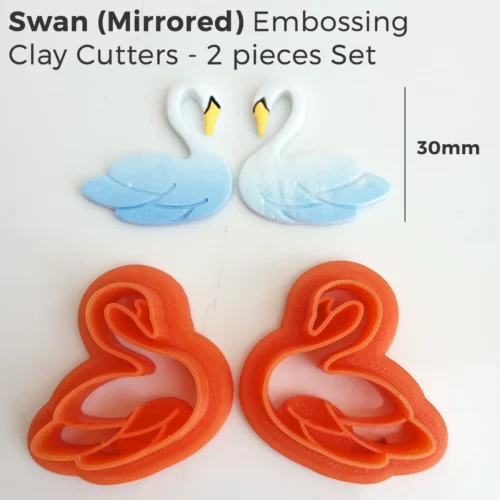Swan (Mirrored) Polymer Clay Cutter Set – 2 Piece Embossing Design (30mm)