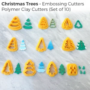 Christmas Trees - 2 Christmas Trees – Embossing Polymer Clay Cutters (Set of 10)