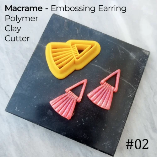 Macrame 02 Macrame Embossing Polymer Clay Earring Cutter Design #02 (Triangle Fringe)