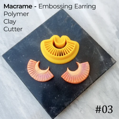 Macrame 03 Macrame #03 Embossing Earring Polymer Clay Cutter | Crescent Fan Shape