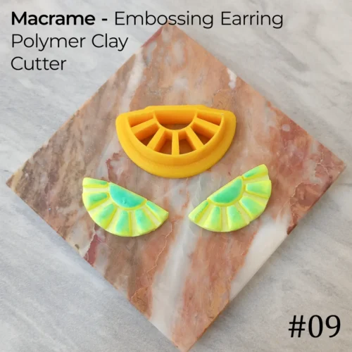 Macrame 09 Macrame #09 – Embossing Earring Polymer Clay Cutter | Half Fan Crescent Design