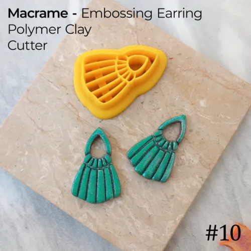 Macrame 10 Macrame #10 – Embossing Earring Polymer Clay Cutter | Teardrop Frame Fan Design