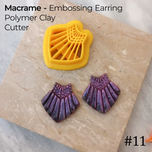 Macrame 11 Macrame #11 – Embossing Earring Polymer Clay Cutter | Beaded Fan Shape for Statement Earrings