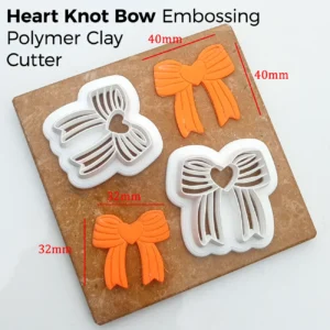 Heart Knot Bow – Embossing Polymer Clay Cutter Set (32mm & 40mm)