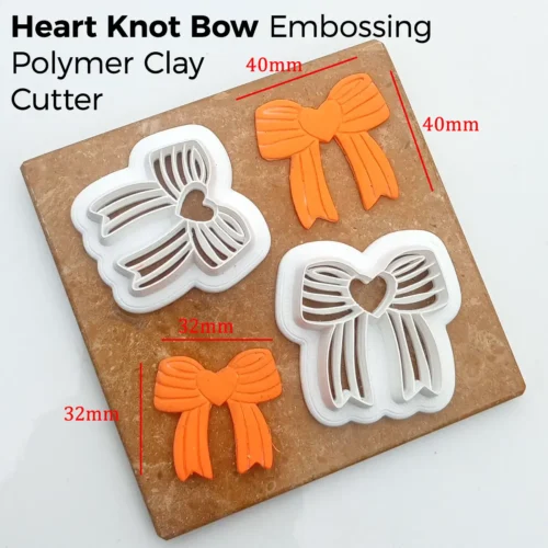 Heart Knot Bow Heart Knot Bow – Embossing Polymer Clay Cutter Set (32mm & 40mm)